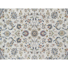 Load image into Gallery viewer, 7&#39;10&quot;x7&#39;10&quot; Vista White, Nain with All Over Floral Pattern, Wool and Silk, Hand Knotted, Soft Pile, 250 KPSI, Round, Oriental Rug FWR549756