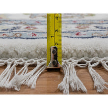 Load image into Gallery viewer, 7&#39;10&quot;x7&#39;10&quot; Vista White, Nain with All Over Floral Pattern, Wool and Silk, Hand Knotted, Soft Pile, 250 KPSI, Round, Oriental Rug FWR549756