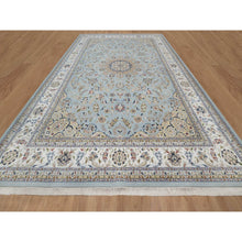 Load image into Gallery viewer, 12&#39;x18&#39;4&quot; Light Blue, Nain With Large Medallion Design, 250 Kpsi, Soft Pile, Wool And Silk, Hand Knotted, Xl, Oversized, Oriental Rug FWR549762