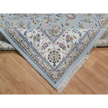 Load image into Gallery viewer, 12&#39;x18&#39;4&quot; Light Blue, Nain With Large Medallion Design, 250 Kpsi, Soft Pile, Wool And Silk, Hand Knotted, Xl, Oversized, Oriental Rug FWR549762