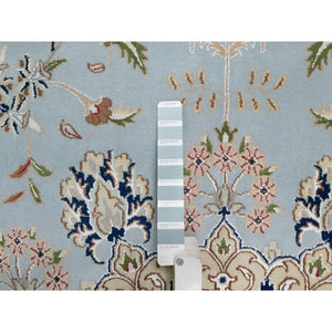 12'x18'4" Light Blue, Nain With Large Medallion Design, 250 Kpsi, Soft Pile, Wool And Silk, Hand Knotted, Xl, Oversized, Oriental Rug FWR549762