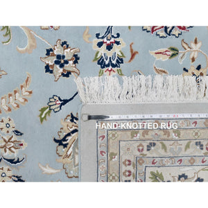 12'x18'4" Light Blue, Nain With Large Medallion Design, 250 Kpsi, Soft Pile, Wool And Silk, Hand Knotted, Xl, Oversized, Oriental Rug FWR549762