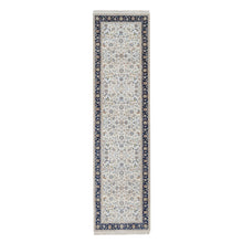 Load image into Gallery viewer, 2&#39;8&quot;x10&#39;3&quot; Daisy White, Nain with All Over Floral Pattern, Wool and Silk, Soft Pile, 250 KPSI, Hand Knotted, Runner, Oriental Rug FWR549768