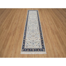 Load image into Gallery viewer, 2&#39;8&quot;x10&#39;3&quot; Daisy White, Nain with All Over Floral Pattern, Wool and Silk, Soft Pile, 250 KPSI, Hand Knotted, Runner, Oriental Rug FWR549768