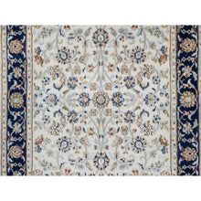 Load image into Gallery viewer, 2&#39;8&quot;x10&#39;3&quot; Daisy White, Nain with All Over Floral Pattern, Wool and Silk, Soft Pile, 250 KPSI, Hand Knotted, Runner, Oriental Rug FWR549768