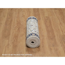 Load image into Gallery viewer, 2&#39;8&quot;x10&#39;3&quot; Daisy White, Nain with All Over Floral Pattern, Wool and Silk, Soft Pile, 250 KPSI, Hand Knotted, Runner, Oriental Rug FWR549768