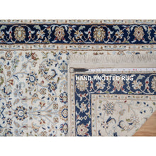 Load image into Gallery viewer, 2&#39;8&quot;x10&#39;3&quot; Daisy White, Nain with All Over Floral Pattern, Wool and Silk, Soft Pile, 250 KPSI, Hand Knotted, Runner, Oriental Rug FWR549768