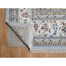 Load image into Gallery viewer, 11&#39;9&quot;x15&#39;4&quot; Slate Blue, Nain with Flower Medallion Design, 250 KPSI, Hand Knotted, Wool and Silk, Soft Pile, XL, Oversized, Oriental Rug FWR549774