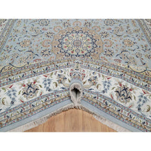 Load image into Gallery viewer, 11&#39;9&quot;x15&#39;4&quot; Slate Blue, Nain with Flower Medallion Design, 250 KPSI, Hand Knotted, Wool and Silk, Soft Pile, XL, Oversized, Oriental Rug FWR549774