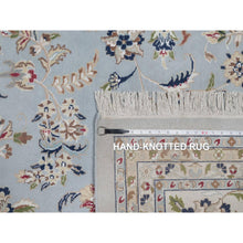Load image into Gallery viewer, 11&#39;9&quot;x15&#39;4&quot; Slate Blue, Nain with Flower Medallion Design, 250 KPSI, Hand Knotted, Wool and Silk, Soft Pile, XL, Oversized, Oriental Rug FWR549774