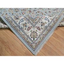 Load image into Gallery viewer, 12&#39;x15&#39;7&quot; Beau Blue, Nain with All Over Flower Pattern, Wool and Silk, Soft Pile, 250 KPSI, Hand Knotted, XL, Oversized, Oriental Rug FWR549780