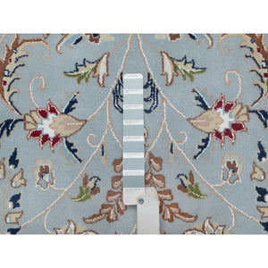 12'x15'7" Beau Blue, Nain with All Over Flower Pattern, Wool and Silk, Soft Pile, 250 KPSI, Hand Knotted, XL, Oversized, Oriental Rug FWR549780
