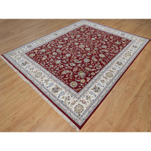Load image into Gallery viewer, 8&#39;1&quot;x10&#39;3&quot; Cherry Red, Wool and Silk, Nain with All Over Flower Design, 250 KPSI, Hand Knotted, Soft Pile, Oriental Rug FWR549792