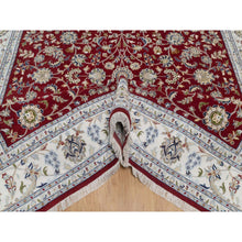 Load image into Gallery viewer, 8&#39;1&quot;x10&#39;3&quot; Cherry Red, Wool and Silk, Nain with All Over Flower Design, 250 KPSI, Hand Knotted, Soft Pile, Oriental Rug FWR549792
