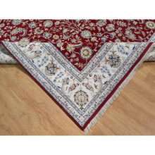 Load image into Gallery viewer, 8&#39;1&quot;x10&#39;3&quot; Cherry Red, Wool and Silk, Nain with All Over Flower Design, 250 KPSI, Hand Knotted, Soft Pile, Oriental Rug FWR549792