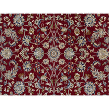 Load image into Gallery viewer, 8&#39;1&quot;x10&#39;3&quot; Cherry Red, Wool and Silk, Nain with All Over Flower Design, 250 KPSI, Hand Knotted, Soft Pile, Oriental Rug FWR549792