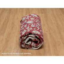 Load image into Gallery viewer, 8&#39;1&quot;x10&#39;3&quot; Cherry Red, Wool And Silk, Nain With All Over Flower Design, 250 Kpsi, Hand Knotted, Soft Pile, Oriental Rug FWR549792