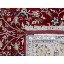 Load image into Gallery viewer, 8&#39;1&quot;x10&#39;3&quot; Cherry Red, Wool and Silk, Nain with All Over Flower Design, 250 KPSI, Hand Knotted, Soft Pile, Oriental Rug FWR549792