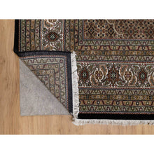 Load image into Gallery viewer, 8&#39;x10&#39;4&quot; Jet Black, Tabriz Mahi with Fish Medallion Design, 175 KPSI, Hand Knotted, 100% Wool, Oriental Rug FWR549798