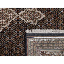 Load image into Gallery viewer, 8&#39;x10&#39;4&quot; Jet Black, Tabriz Mahi with Fish Medallion Design, 175 KPSI, Hand Knotted, 100% Wool, Oriental Rug FWR549798