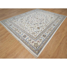 Load image into Gallery viewer, 11&#39;8&quot;x15&#39;2&quot; Whisper White, Nain with All Over Flower Pattern, Hand Knotted, Wool and Silk, 250 KPSI, Soft Pile, XL, Oversized, Oriental Rug FWR549804