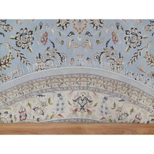 Load image into Gallery viewer, 11&#39;9&quot;x11&#39;9&quot; Beau Blue, Nain With Flower Medallion Design, 250 Kpsi, Wool And Silk, Hand Knotted, Soft Pile, Round, Oriental Rug FWR549810
