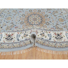 Load image into Gallery viewer, 11&#39;9&quot;x11&#39;9&quot; Beau Blue, Nain With Flower Medallion Design, 250 Kpsi, Wool And Silk, Hand Knotted, Soft Pile, Round, Oriental Rug FWR549810