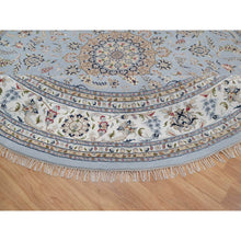 Load image into Gallery viewer, 11&#39;9&quot;x11&#39;9&quot; Beau Blue, Nain With Flower Medallion Design, 250 Kpsi, Wool And Silk, Hand Knotted, Soft Pile, Round, Oriental Rug FWR549810