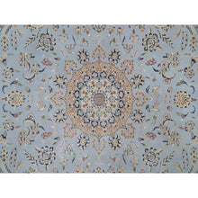 Load image into Gallery viewer, 11&#39;9&quot;x11&#39;9&quot; Beau Blue, Nain With Flower Medallion Design, 250 Kpsi, Wool And Silk, Hand Knotted, Soft Pile, Round, Oriental Rug FWR549810