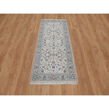 Load image into Gallery viewer, 2&#39;9&quot;x6&#39;2&quot; Pristine White, Nain with All Over Flower Pattern, 250 KPSI, Wool and Silk, Hand Knotted, Soft Pile, Runner, Oriental Rug FWR549816