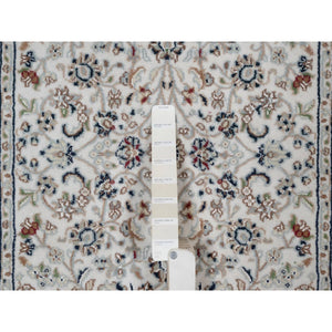 2'9"x6'2" Pristine White, Nain with All Over Flower Pattern, 250 KPSI, Wool and Silk, Hand Knotted, Soft Pile, Runner, Oriental Rug FWR549816
