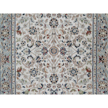 Load image into Gallery viewer, 2&#39;9&quot;x6&#39;2&quot; Pristine White, Nain with All Over Flower Pattern, 250 KPSI, Wool and Silk, Hand Knotted, Soft Pile, Runner, Oriental Rug FWR549816