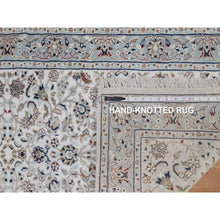 Load image into Gallery viewer, 2&#39;9&quot;x6&#39;2&quot; Pristine White, Nain with All Over Flower Pattern, 250 KPSI, Wool and Silk, Hand Knotted, Soft Pile, Runner, Oriental Rug FWR549816