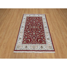 Load image into Gallery viewer, 4&#39;x6&#39;1&quot; Rhubarb Red, Nain with All Over Flower Pattern, 250 KPSI, Wool and Silk, Hand Knotted, Soft Pile, Oriental Rug FWR549828