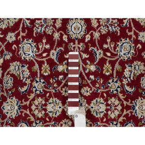 4'x6'1" Rhubarb Red, Nain with All Over Flower Pattern, 250 KPSI, Wool and Silk, Hand Knotted, Soft Pile, Oriental Rug FWR549828