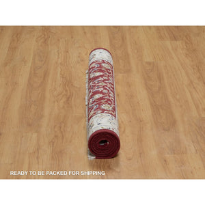 4'x6'1" Rhubarb Red, Nain with All Over Flower Pattern, 250 KPSI, Wool and Silk, Hand Knotted, Soft Pile, Oriental Rug FWR549828