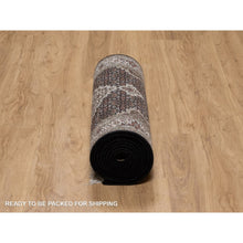 Load image into Gallery viewer, 2&#39;10&quot;x14&#39; Jet Black, 175 KPSI, Tabriz Mahi with Fish Medallion Design, 100% Wool, Hand Knotted, Runner, Oriental Rug FWR549834