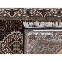 Load image into Gallery viewer, 2&#39;10&quot;x14&#39; Jet Black, 175 KPSI, Tabriz Mahi with Fish Medallion Design, 100% Wool, Hand Knotted, Runner, Oriental Rug FWR549834