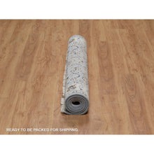 Load image into Gallery viewer, 4&#39;3&quot;x6&#39;4&quot; Light Blue, Wool and Silk, Nain with All Over Flower Design, 250 KPSI, Soft Pile, Hand Knotted, Oriental Rug FWR549840