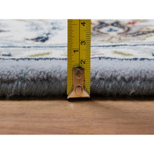 Load image into Gallery viewer, 4&#39;3&quot;x6&#39;4&quot; Light Blue, Wool and Silk, Nain with All Over Flower Design, 250 KPSI, Soft Pile, Hand Knotted, Oriental Rug FWR549840