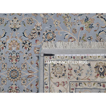 Load image into Gallery viewer, 4&#39;3&quot;x6&#39;4&quot; Light Blue, Wool And Silk, Nain With All Over Flower Design, 250 Kpsi, Soft Pile, Hand Knotted, Oriental Rug FWR549840