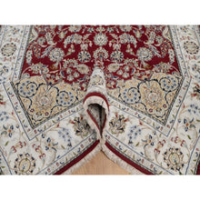 Load image into Gallery viewer, 6&#39;x9&#39; Andorra Red, Nain with Flower Medallion Design, Hand Knotted, Wool and Silk, 250 KPSI, Soft Pile, Oriental Rug FWR549846