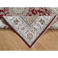 Load image into Gallery viewer, 6&#39;x9&#39; Andorra Red, Nain With Flower Medallion Design, Hand Knotted, Wool And Silk, 250 Kpsi, Soft Pile, Oriental Rug FWR549846