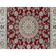Load image into Gallery viewer, 6&#39;x9&#39; Andorra Red, Nain with Flower Medallion Design, Hand Knotted, Wool and Silk, 250 KPSI, Soft Pile, Oriental Rug FWR549846