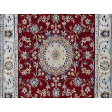 Load image into Gallery viewer, 2&#39;7&quot;x10&#39;3&quot; Rhubarb Red, Hand Knotted, Nain with Flower Medallion Design, Wool and Silk, 250 KPSI, Soft Pile, Runner, Oriental Rug FWR549852