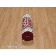 Load image into Gallery viewer, 2&#39;7&quot;x10&#39;3&quot; Rhubarb Red, Hand Knotted, Nain with Flower Medallion Design, Wool and Silk, 250 KPSI, Soft Pile, Runner, Oriental Rug FWR549852