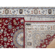 Load image into Gallery viewer, 2&#39;7&quot;x10&#39;3&quot; Rhubarb Red, Hand Knotted, Nain With Flower Medallion Design, Wool And Silk, 250 Kpsi, Soft Pile, Runner, Oriental Rug FWR549852
