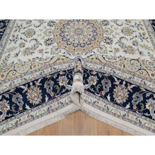 Load image into Gallery viewer, 9&#39;x12&#39;3&quot; Pearl White, Nain With Flower Medallion Design, 250 Kpsi, Soft Pile, Wool And Silk, Hand Knotted, Oriental Rug FWR549858
