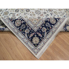 Load image into Gallery viewer, 9&#39;x12&#39;3&quot; Pearl White, Nain With Flower Medallion Design, 250 Kpsi, Soft Pile, Wool And Silk, Hand Knotted, Oriental Rug FWR549858