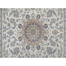 Load image into Gallery viewer, 9&#39;x12&#39;3&quot; Pearl White, Nain With Flower Medallion Design, 250 Kpsi, Soft Pile, Wool And Silk, Hand Knotted, Oriental Rug FWR549858